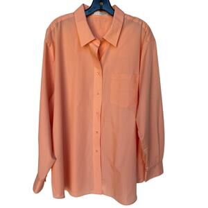 Foxcroft Womens Orange Sherbet Button Up "Wrinkle Free" Shirt size 22W
